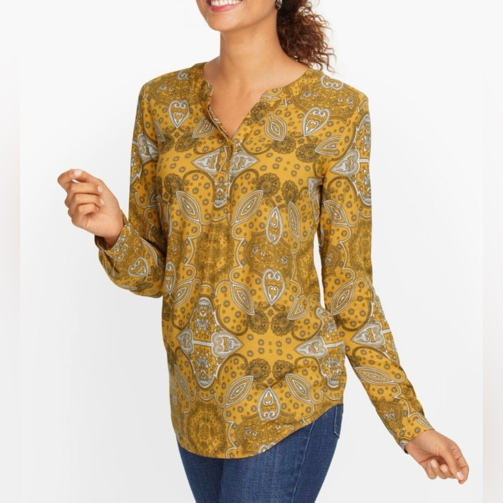 Talbots  Yellow Paisley Women's Top